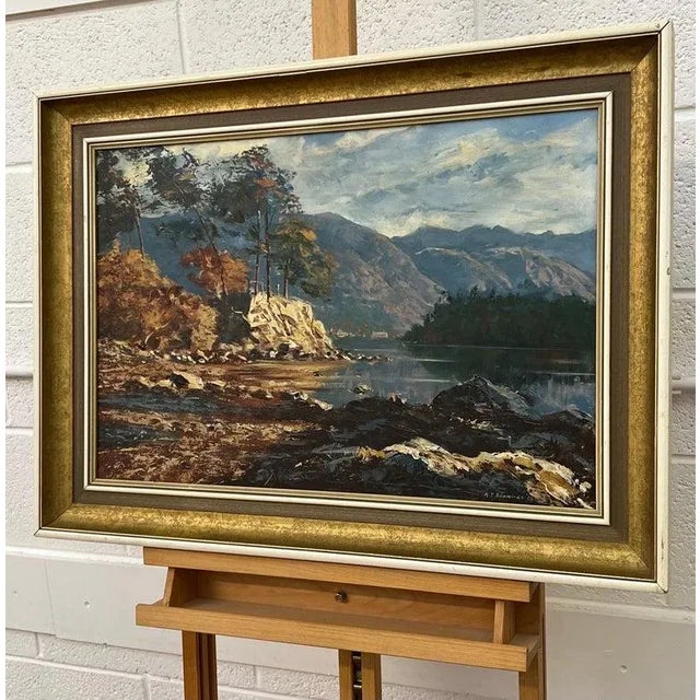 Brown Arthur Terry Blamires, Oil Painting of Derwent Water English Lake District by British Landscape Artist, 1989 For Sale - Image 8 of 13