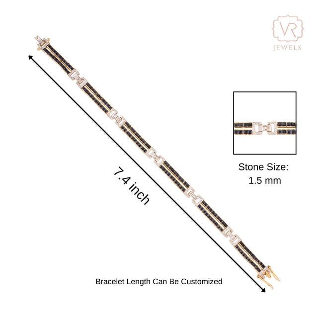 Late 20th 6.14ct Blue Sapphire & Diamond Contemporary Link Bracelet in 14k Gold For Sale - Image 9 of 14