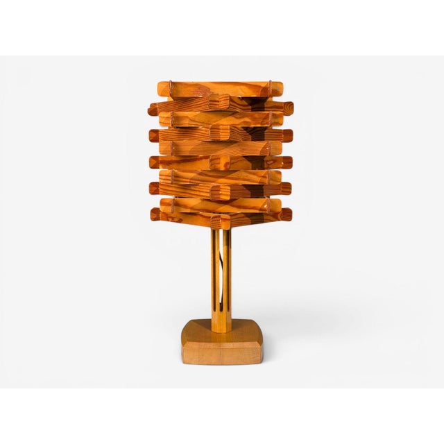 Swedish Mid-Century Modern, Large Table Lamp, Lacquered Pine, Sweden, 1970s A large lacquered pine table lamp designed and...