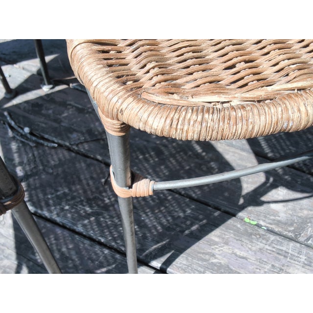 Vintage Frederick Weinberg-Similar Wicker and Wrought Iron Chairs, Attributed For Sale - Image 6 of 9