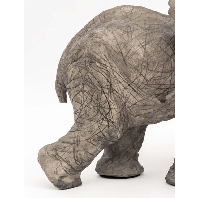 Debra Minette Green Elephant Porcelain Sculpture For Sale - Image 4 of 11