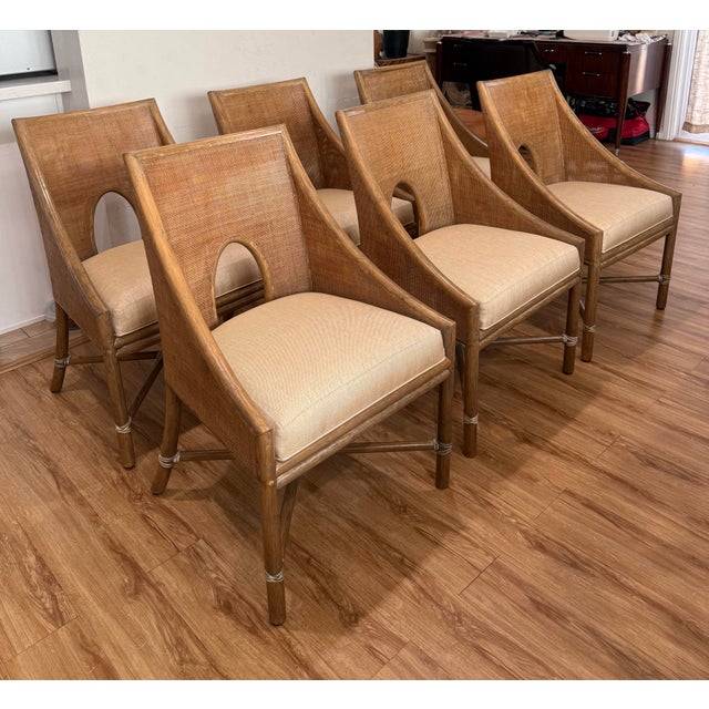 Barbara Barry Late 20th Century Set of Six Barbara Barry for McGuire Cane Chairs For Sale - Image 4 of 8