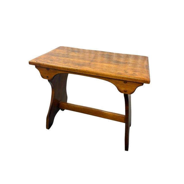 Rustic European Vintage Vermont Solid Maple Wooden Bench/ Side Table For Sale - Image 3 of 12