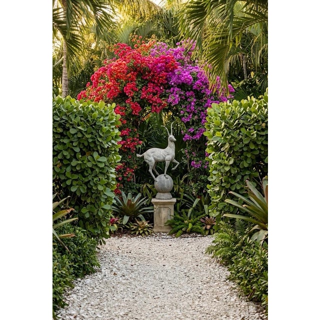 Light Gray Vintage French Cast Iron Gazelle Garden Statue For Sale - Image 8 of 9