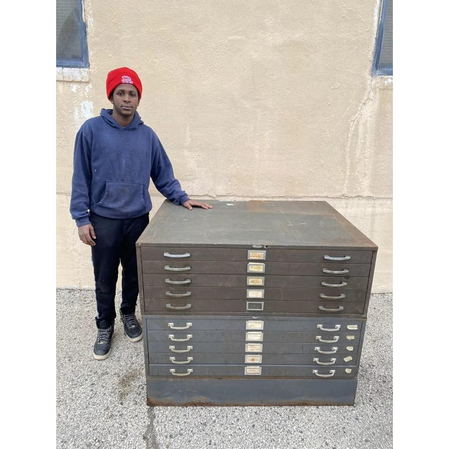 Vintage Cole Steel Metal Industrial Stacking Flat File Map Cabinet W/ 10 Drawers For Sale - Image 12 of 12