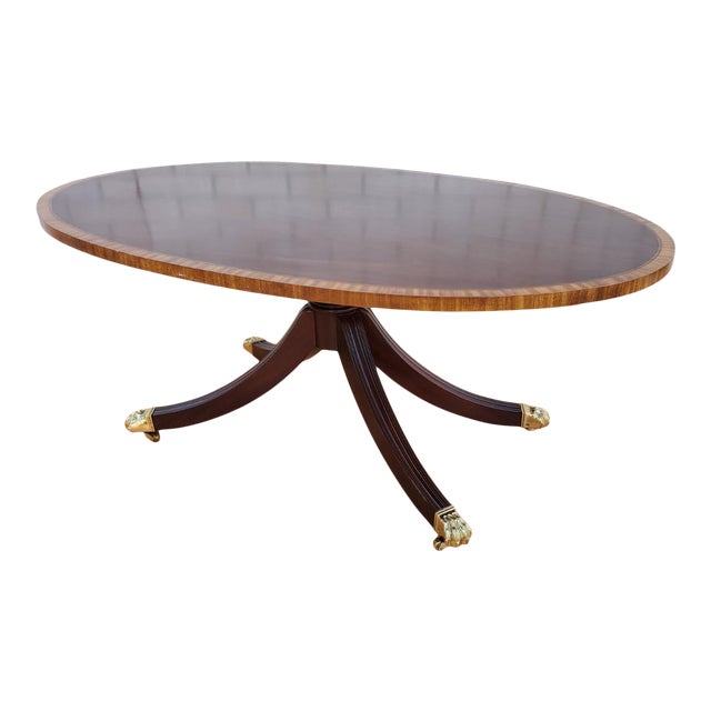 Traditional Flame Mahogany Banded Fluted Leg Coffee Table Chairish