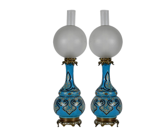 Napoleon III Lamps in Porcelain and Bronze, Set of 2