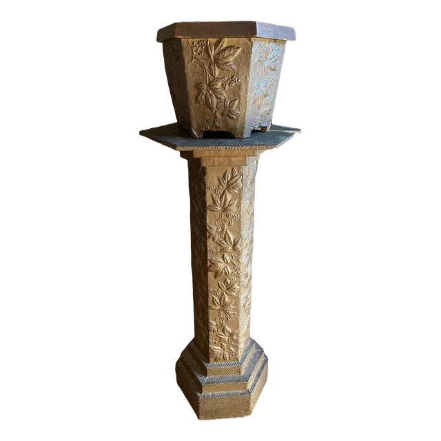 Column Cache Pot in Copper, Set of 2 For Sale