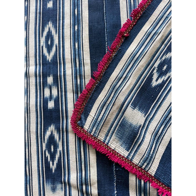Blue Vintage Hand-woven Ikat Poncho from Central Ecuador For Sale - Image 8 of 8