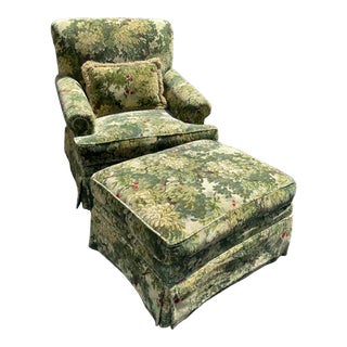 Scalamandre Marly Cut Velvet Club Chair & Ottoman For Sale