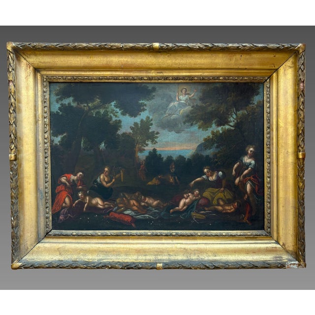 Circle of Francesco Albani, Cupid Scenes, 1600s, Oil on Canvas For Sale - Image 10 of 11