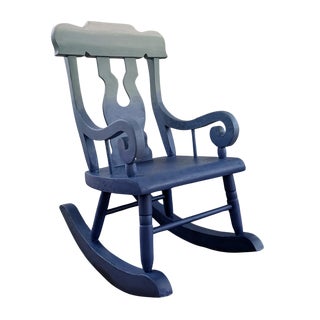 Late 20th Century Vintage Blue Children's Rocking Chair For Sale