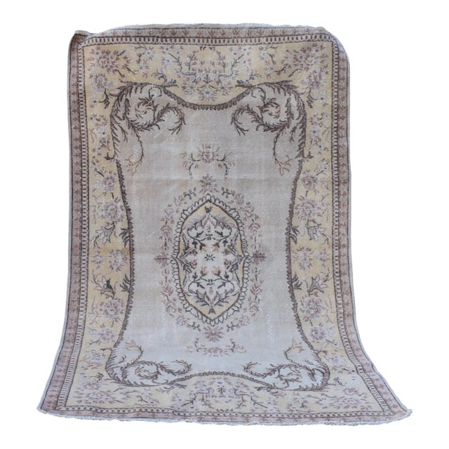 Distressed Turkish Sparta Rug With Floral Design 5'6" X 8'12" For Sale