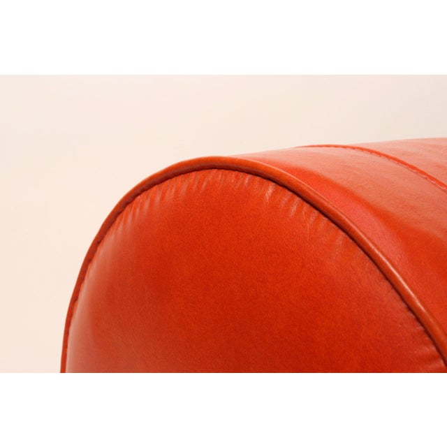 Mid-Century Modern Orange Pouf / Foot Stool / Ottoman For Sale - Image 13 of 16
