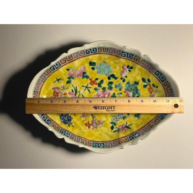 Circa 1930s Chinese Republic Era Famille Jaune Footed Dish Qianlong Mark For Sale - Image 10 of 12