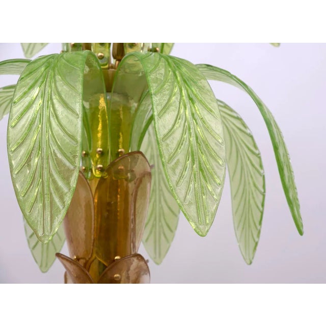 Forest Green Palm Floor Lamp in Brass and Murano Glass from Maestri Muranesi, 1970s For Sale - Image 8 of 15