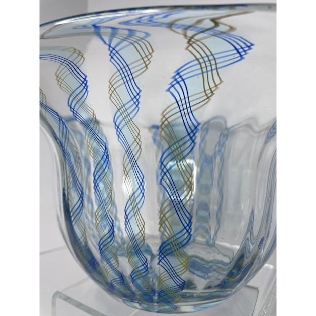 1990s 1990s Venetian/Murano or Murano Style Art Glass Latticino Helmet Bowl For Sale - Image 5 of 7