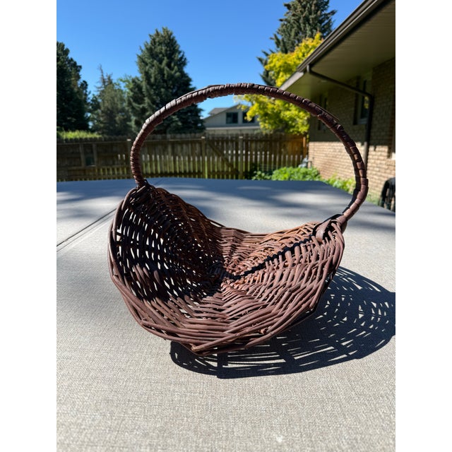 Vintage French Style Wicker Flower Basket For Sale - Image 10 of 10