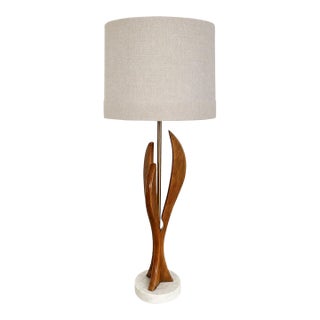 1950s Mid-Century Modern Adrian Pearsall Style Walnut & Carrara Lamp For Sale
