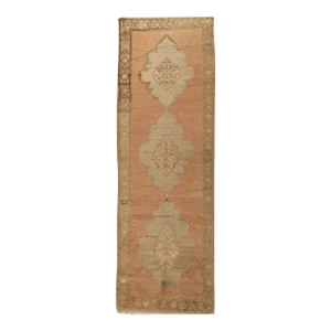Antique Auburn Oushak Gallery Rug 4'4 X 12'10