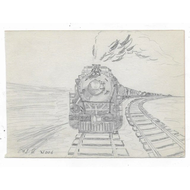 1943 train drawing by William E. Wood, a Devon, England based artist. Signed lower left. Combined shipping available,...