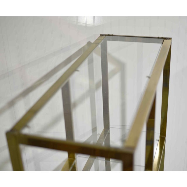 Mid Century Milo Baughman Style Gold Chrome Glass Etagere Shelving Unit For Sale - Image 9 of 11