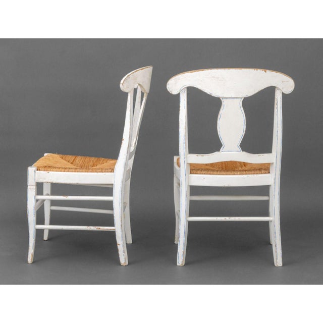 Wood American Paint-Decorated Rush Seat Chairs, Pair For Sale - Image 7 of 7