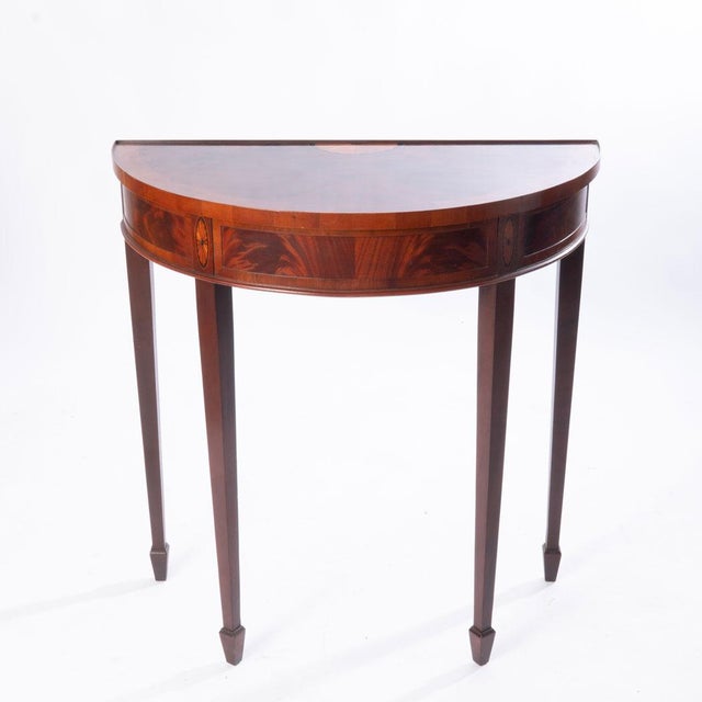 Wood Mid 20th Century Pair Hekman Demi Lune Tables For Sale - Image 7 of 18