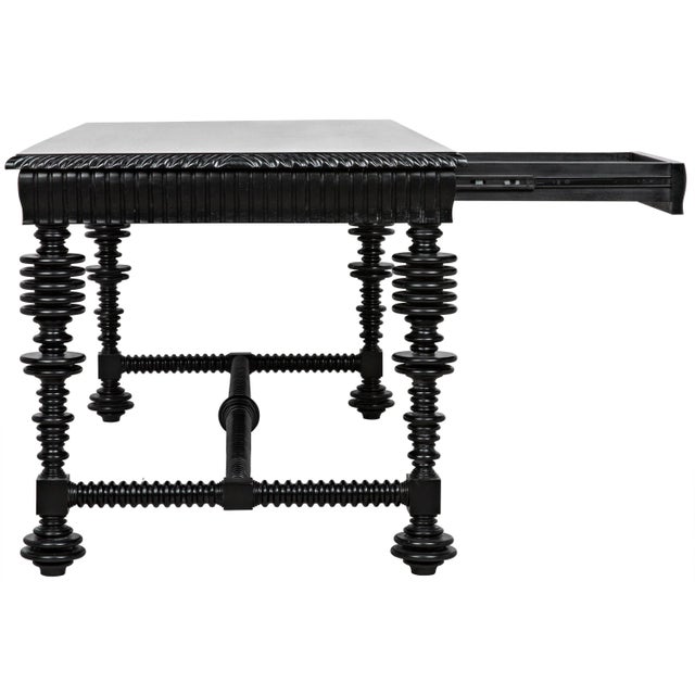 Black NOIR Portuguese Desk, Hand Rubbed Black For Sale - Image 8 of 12