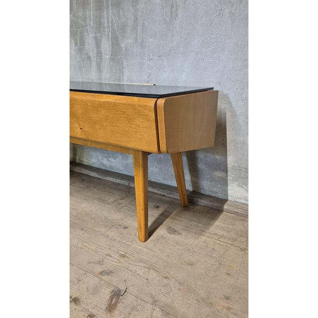 Black Vintage Sideboard in Oak, Czechoslovakia, 1940s For Sale - Image 8 of 10