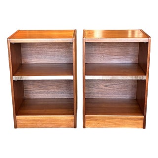 Pair of Mid Century Modern Teak Nightstands W/ Open Shelving c.1960 For Sale