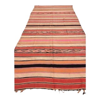 Vintage Moroccan Berber Striped Wool Kilim Rug, 5'4" x 11'6" For Sale