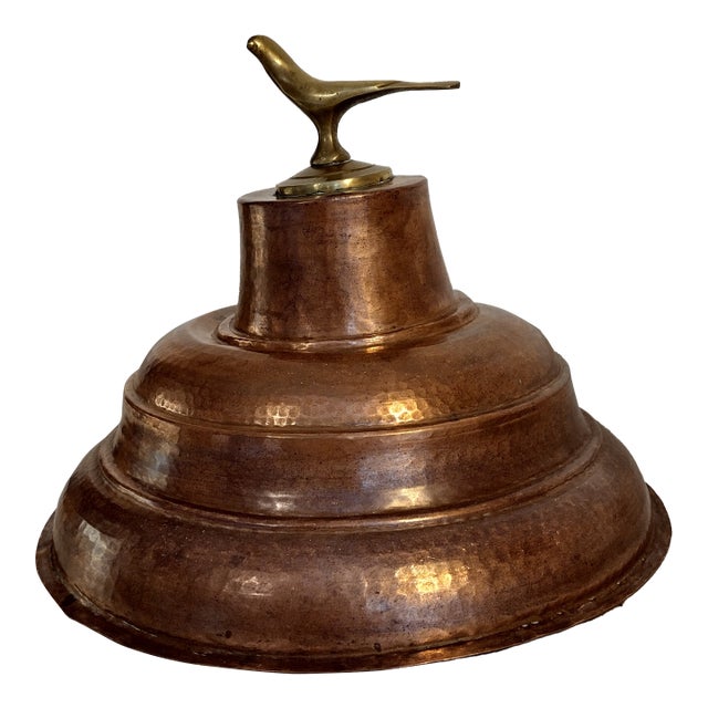 Early 20th Century Ottoman Era Brazier Lid - Hammered Copper With Brass Bird For Sale