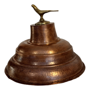 Early 20th Century Ottoman Era Brazier Lid - Hammered Copper With Brass Bird