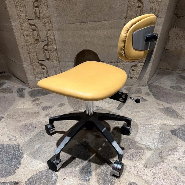 1960s Est Modern Leather Office Task Chair Grafton, Wi For Sale - Image 10 of 12