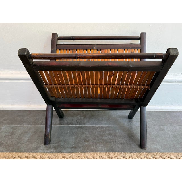 Wood Late 20th Century Asian Bamboo Folding Magazine Rack For Sale - Image 7 of 9