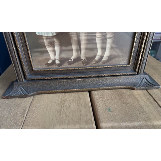 1930s 1930s Art Deco Faux Bronze Wood Swing Frame Vintage 1920s Flapper Photo Portrait For Sale - Image 5 of 8