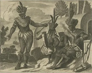 Montanus, Ceremonial Gathering in New Spain, 1673, Engraving