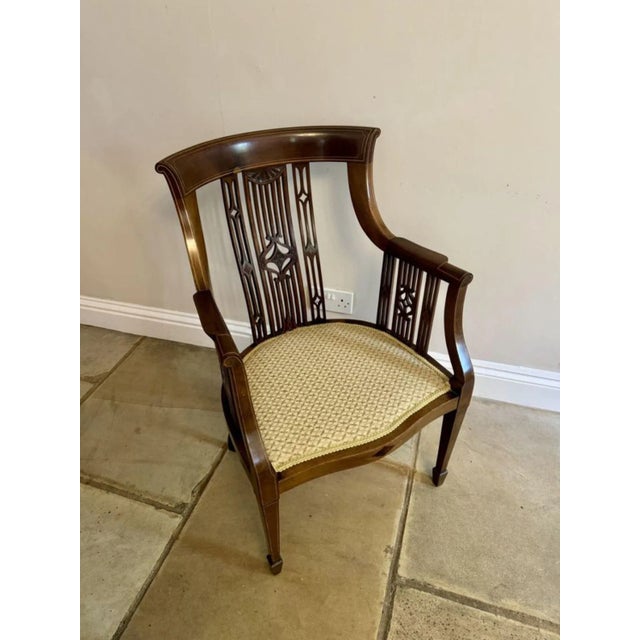 Antique Edwardian Mahogany Inlaid Desk Chair, 1900s For Sale - Image 3 of 5