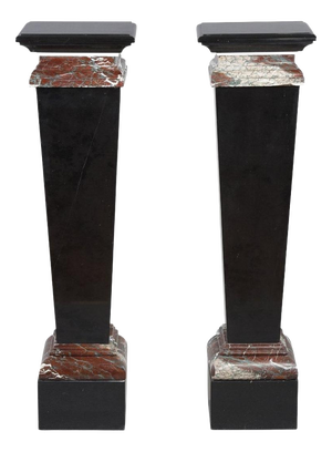 Black and Red 19th Century Pedestals, 1880, Set of 2