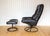 Mid-Century Norwegian Black Leather Stressless Lounge Chair and Ottoman Set from Ekornes, 1980s, Set of 2 For Sale - Image 11 of 18