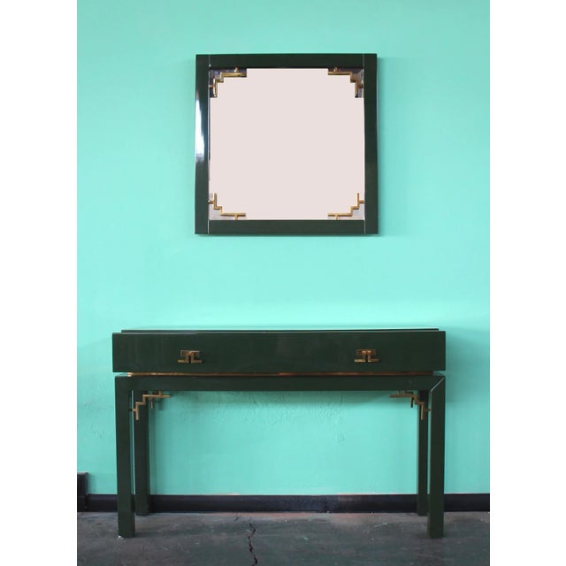 Forest Green Italian Emerald Green Consolle with Mirror , Set of 2 For Sale - Image 8 of 9