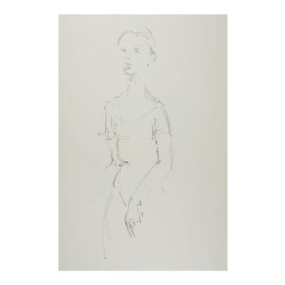 Vintage Pencil Female Dancer Drawing Study For Sale