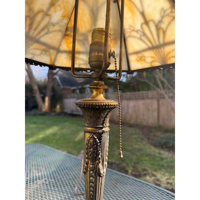 Early 20th Century American Art Nouveau Caramel Slag Glass Lamp For Sale - Image 12 of 18