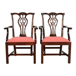 Stickley Georgian Carved Mahogany Armchairs, Pair For Sale