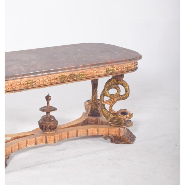 Rectangular Coffee Table with Marble Top, 1920s For Sale - Image 8 of 13