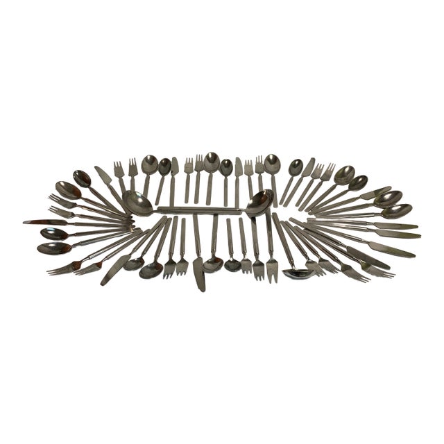 1950s Copenhagen Cutlery by Erik Herlow Iconic "Obelisk" Pattern - 54 Pieces For Sale