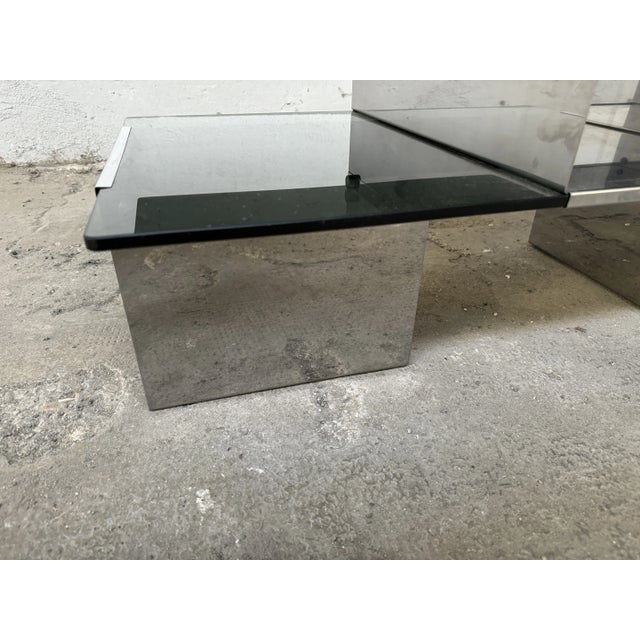 1970s Mid-Century Modern Space Age Italian Chrome and Smoked Glass Coffee Table, 1970s For Sale - Image 5 of 10