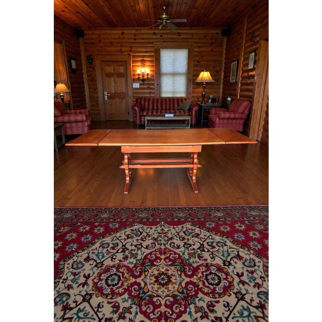 Brown 1940s Cushman Colonial Creations - Double Trestle - Solid Maple Table. Designed by Herman Devries For Sale - Image 8 of 12