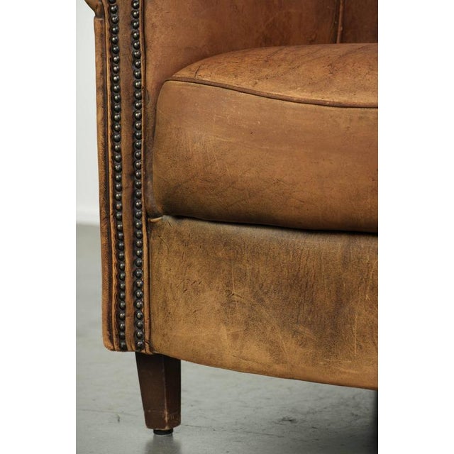 Vintage Sheepskin Club Armchair For Sale - Image 12 of 15